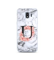 Mermer Çiçekli Harf Tasarım Süper Şeffaf Silikon Telefon Kılıfı Samsung J2 Pro (
