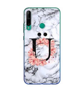 Mermer Çiçekli Harf Tasarım Süper Şeffaf Silikon Telefon Kılıfı Huawei P40 Lite 