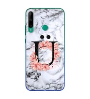 Mermer Çiçekli Harf Tasarım Süper Şeffaf Silikon Telefon Kılıfı Huawei P40 Lite 