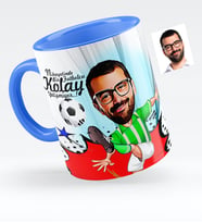 BK Gift Kişiye Özel Bay Futbolcu Yeşil Beyaz Karikatürlü Mavi Kupa Bardak  1