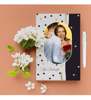 BK Gift Kişiye Özel Hediye Fotoğraflı Çerçeveli Puantiyeli Defter Kalem Seti (Beyaz)