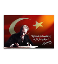 ''Güner Ofis''  Atatürk Tablosu Deri Üzerine Kanvas Tablo 80x130