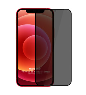 Microsonic Apple iPhone 12 Privacy 5D Gizlilik Filtreli Cam Ekran Koruyucu Siyah