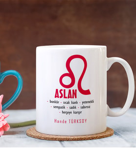 BK Gift Kişiye Özel Aslan Burcu Beyaz Kupa Bardak
