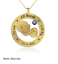 Nazarlı Kişiye Özel Yeni Doğan Bebek Altın Gümüş Kolye