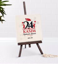 BK Gift Kişiye Özel Öğretmenler Gününüz Kutlu Olsun Şovaleli Doğal Taş-2 (Beyaz)