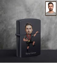 Kişiye Özel Sporcu Karikatürlü UV Baskılı Siyah Benzinli Çakmak Bay-9