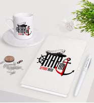 BK Gift Kişiye Özel Kaptan Beyaz Defter Kalem Türk Kahvesi Fincanı Seti-2 (Model 1)