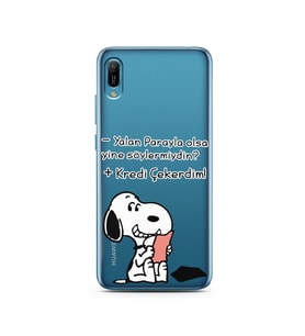 Snoopy Tasarımlı Süper Şeffaf Silikon Telefon Kılıfı Huawei Y6 2019