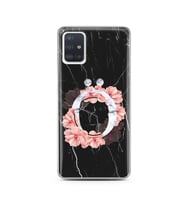 Mermer Çiçekli Harf Tasarım Süper Şeffaf Silikon Telefon Kılıfı Samsung A51 Ö-Ha