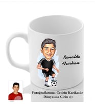 Kişiye Özel İsimli Futbolcu Karikatür Beyaz Kupa