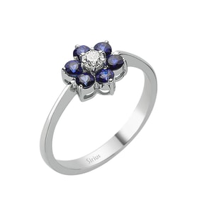 Sirius Safir ve Pırlanta Taşlı Papatya Yüzük 0717R0134