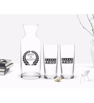 BK Gift Kişiye Özel Renkli Baskılı İsimli İkili Rakı Bardağı ve Karaf Hediye Seti-30 (Model 1)