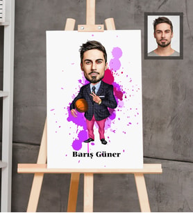 Kişiye Özel Sporcu Karikatürlü  Ahşap Tablo 30x47 Bay-12