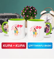 İkili Sevgiliye Sevgililer Günü Hediyesi 1 Kupa Bardak Yeşil