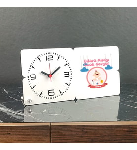 Bebek Hediyesi Ahşap Masa Saati 002