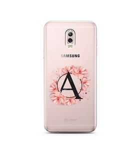 Pembe Çiçekli Harf Tasarım Süper Şeffaf Silikon Telefon Kılıfı Samsung C8  A-Har