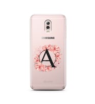 Pembe Çiçekli Harf Tasarım Süper Şeffaf Silikon Telefon Kılıfı Samsung C8  A-Har