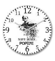 Popeye Fuzileiro Naval Duvar Saati Bombeli Gercek Cam