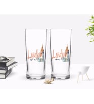 BK Gift Kişiye Özel Renkli Baskılı London Tasarımlı İkili Rakı Bardağı Seti-2 (Beyaz)