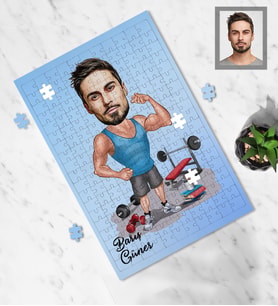 Kişiye Özel Sporcu Karikatürlü A3 130 Parça Puzzle Bay-8