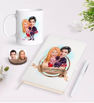BK Gift Kişiye Özel Yılın En Mükemmel Çifti Karikatürlü Beyaz Defter Kalem ve Kupa Seti-2 (Model 1)