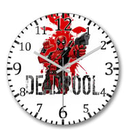 Deadpool (2) Duvar Saati Bombeli Gercek Cam