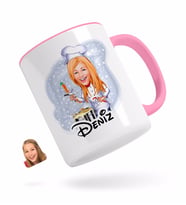 BK Gift Kişiye Özel Kadın Chef Karikatürlü Pembe Kupa Bardak-1