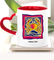 BK Gift Kişiye Özel Yengeç Burcu Kalpli Kupa Bardak Model 5