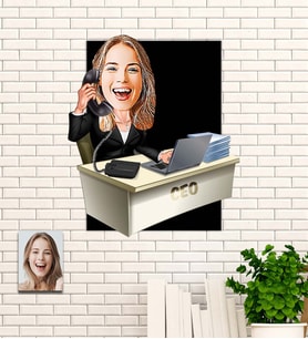 Kişiye Özel Hediye Bayan Ceo Karikatür Ahşap Tablo