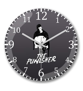 The Punisher Duvar Saati Bombeli Gercek Cam