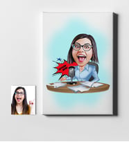 BK Gift Kişiye Özel Bayan Sunucu Spiker Karikatür Kanvas Tablo 50x70cm 1