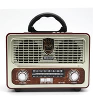 Şarjlı Nostaljik Radyo Meier M-111BT Bluetoothlu-Kumandalı USB-SD-MP3-AUX