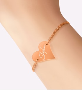 BK Gift Kişiye Özel İsimli Rose Kalp Bileklik