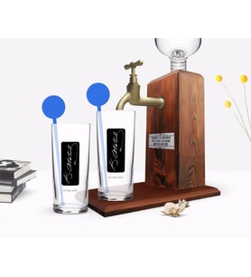 BK Gift Kişiye Özel Renkli Baskılı Atatürk Temalı İkili Vodka Bardağı ve Ahşap Vodka Standı Hediye Seti-30 (Model 1)