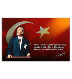 ''Güner Ofis'' Atatürk Tablosu Deri Üzerine Kanvas Tablo 80x130