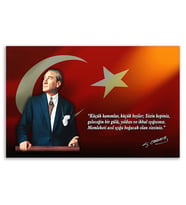 ''Güner Ofis'' Atatürk Tablosu Deri Üzerine Kanvas Tablo 80x130