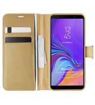 Microsonic Samsung Galaxy A7 2018 Kılıf Delux Leather Wallet Gold