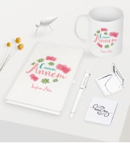 BK Gift Kişiye Özel Canım Annem Beyaz Defter Kalem Kupa Ayna Seti - 12 (Model 1)
