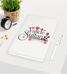 BK Gift Kişiye Özel Valide Sultan Beyaz Defter Kalem Seti - 2