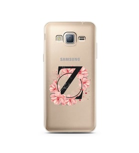 Pembe Çiçekli Harf Tasarım Süper Şeffaf Silikon Telefon Kılıfı Samsung J3 (2016)