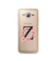Pembe Çiçekli Harf Tasarım Süper Şeffaf Silikon Telefon Kılıfı Samsung J3 (2016)