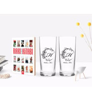 BK Gift Kişiye Özel Renkli Baskılı Baş Harf İsim Tasarımlı İkili Rakı Bardağı ve Rakı Cep Kitabı Hediye Seti-4 (Model 1)