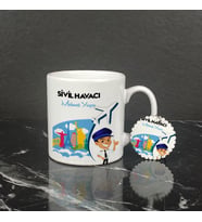 Sivil Havacı Kupa Bardak ve Anahtarlık Set