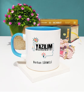 Yazılım Mühendisi Tasarımlı Kişiye Özel Yazılım Mühendisi Kupa Bardak Mavi