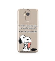 Snoopy Tasarımlı Süper Şeffaf Silikon Telefon Kılıfı General Mobile GM8