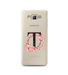 Pembe Çiçekli Harf Tasarım Süper Şeffaf Silikon Telefon Kılıfı Samsung A7 (2015)