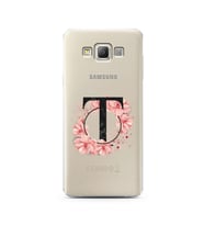 Pembe Çiçekli Harf Tasarım Süper Şeffaf Silikon Telefon Kılıfı Samsung A7 (2015)
