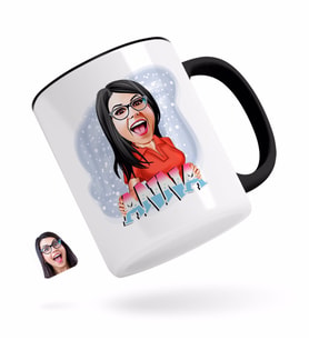 BK Gift Kişiye Özel Kadın İsimli Karikatürlü Siyah Kupa Bardak