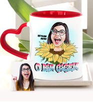 BK Gift Kişiye Özel Kadınlar Günü Temalı Karikatür Kırmızı Kalpli Kupa Bardak  1